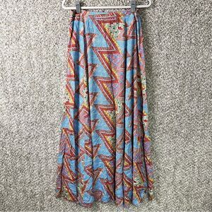 Aakaa Skirt Women’s Large Colorful Tribal Patterned High Side Slit Maxi